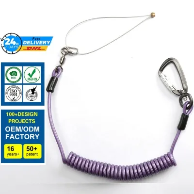 Custom Color Retractable Coil Tool Lanyard for Boat Paddle Fishing Rod Bait Lures Scissors With Carabiner Buckle Snap Hooks