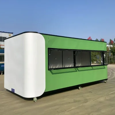 Mobile Extended Food Cart Footprint Lightweight Design Serving Window Mobile Vending Kiosks for Community Service Station