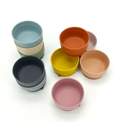 Suction Cup Baby Silicon Feeding Bowls Silicone Baby Feeding Bowl