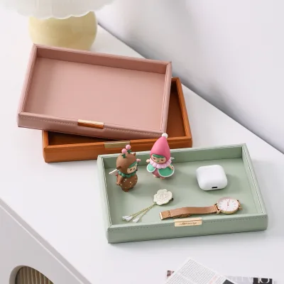 Luxury Custom Color Rectangle Jewelry Display Tray Classic Style Serving Tray Creative Desktop Organizer for Rings Necklaces
