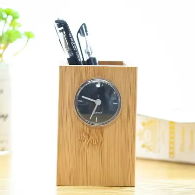 Wholesale Pen Stand Clock With Custom Design Desk Office Decorative Table Pen Holder For Decor