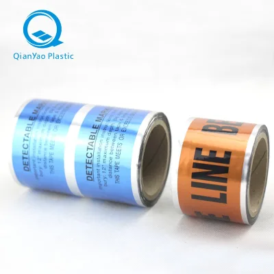 China Manufacturer Wholesale OEM 6inch X 1000' X 4mil Aluminum Foil Underground Buried Detectable Warning Tape