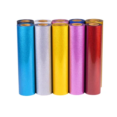 Baiyin Various Color Glitter Textiles Cotton Fabric Printable Cutting Vinyl Sheet Heat Transfer Vinyl for Clothing