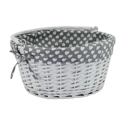 Eco-Friendly Folk Art Wicker Hamper Baskets with Cloth for Storage for Kitchen and Bathroom