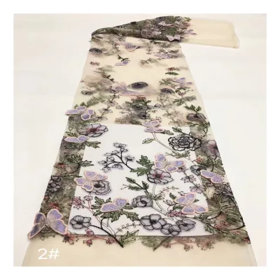 Factory Direct Sale New Style 3D Handmade Decals Lace Sustainable Flower Tulle Embroidery 100% Polyester Water-Soluble Fabric