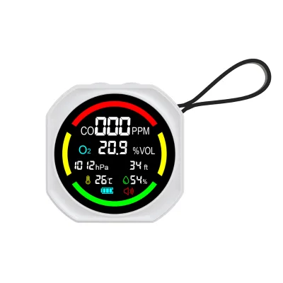 CO, O2 Oxygen Compact Portable 6-in-1 Air Quality Tester Suitable for Outdoor Hiking Travel Hotel Home