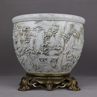 Jingdezhen Antique Sculpture Decoration Ceramic Cylinder High-end Porcelain Sculpture Crafts