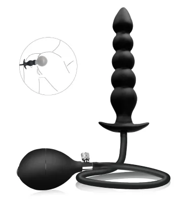 Factory Sales 7.68 Inch Inflatable 5 Beads Butt Plug Medical Silicone Waterproof Anal Plug Suitable for Couples Sex Toys