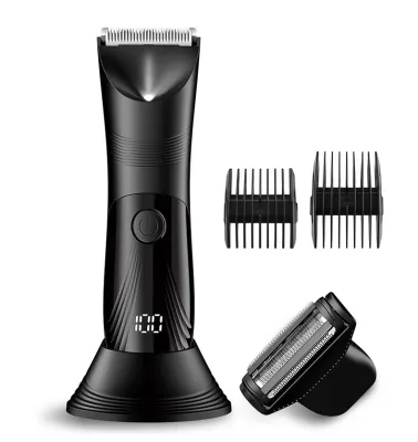 HHTG Ceramic Blades Men's Body Hair Trimmer LED Display Electric Razor Rechargeable 1000mAh >120min Runtime 6800 RPM Moto