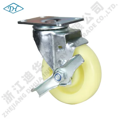PP Side Pedal Brake Caster Wheels 3 4 5 Inch Polypropylene Plate Mount Light Duty Castors for Furniture Trolley Cart