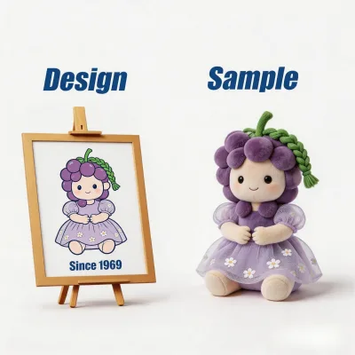 Shengye Brand Toy Manufacturer MOQ 1 Piece Purple Grapes Plush Toy Soft PP Cotton Filling for Fruit Shop AD Gift