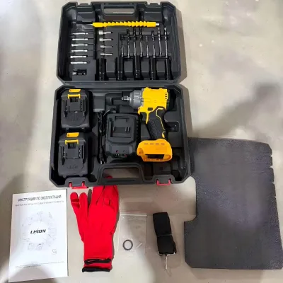 Auto Repair Full Set Industrial 1/2 Drive 21V Brushless Impact Wrench Tool with Sleeve Socket Torque Cordless Power Wrench