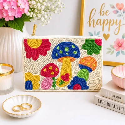 Peiquan New Handmade Rice Bead Bag Coin Storage Bag Rice Bead Cartoon Bag