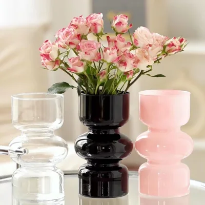 Antique Glass Vase Wholesale High-end Living Room Decoration Flower Arrangement Retro Small Vase Handicrafts Ornaments