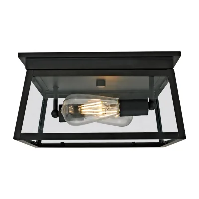 New Fashion 2 Light Outdoor Flush Mount With Black Finish and Clear Glass  for Outdoor Light