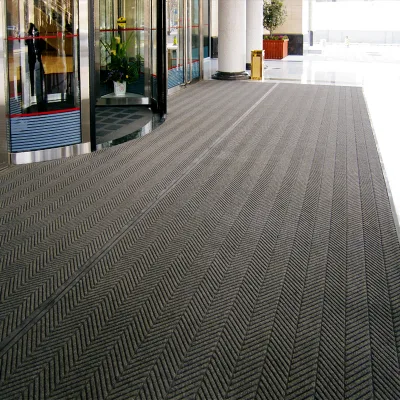 Durable Heavy Duty Herringbone Pattern Rubber Floor Mat Roll Anti-Slip Carpet with V-Shape Ribbed Texture for Garage & Workshop