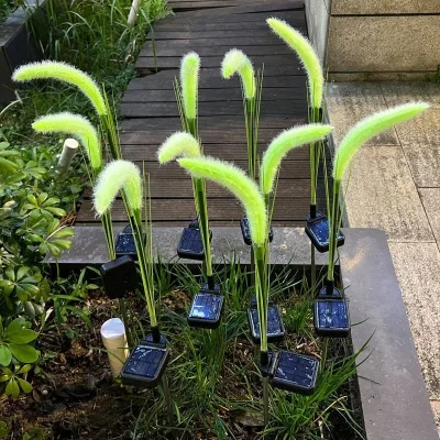Outdoor Waterproof IP55 Artificial Dogtail Grass Solar Lawn Decorative Stake Light Parks Scenic Areas Squares Courtyards