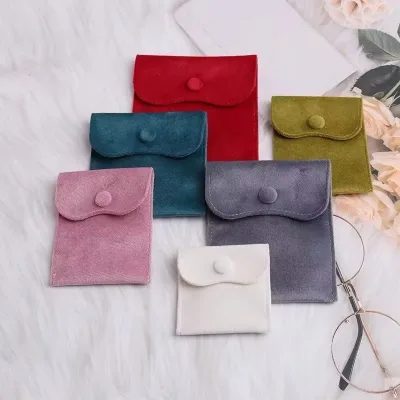 Velvet Button Closure Jewelry Storage Bag for Bracelet Handstring Ring Necklace and Eyewear Packaging