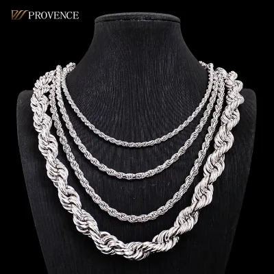 Wholesale Fine Jewelry 3mm 4mm 5mm HipHop Style Cuban Link Chain 925 Sterling Silver Rope Chain Italy Rope Necklace Men Women