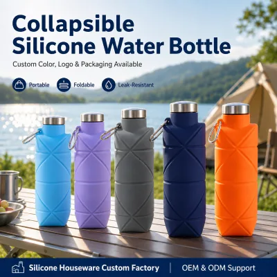 YMS New Design 700ML Silicone Water-proof Camping Water Bottle Reusable Water Bottles Comes with Mountaineering Buckle