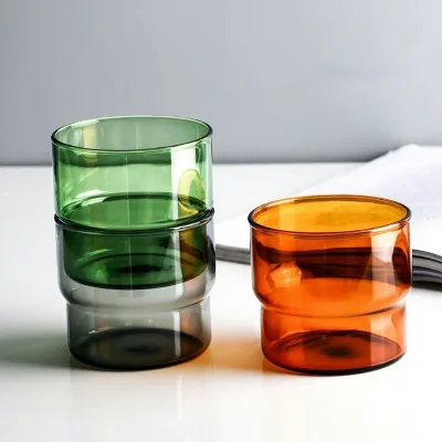 Stackable Single-layer High-Borosilicate Glass Water Beverage Cup Modern Minimalist Stemless Lidless Home Colored Glass Milk