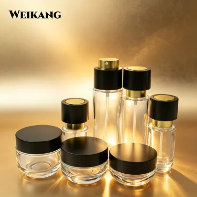 Luxury Empty Glass Cosmetic Bottle Set Lotion Bottle Cream Jar Facial Toner Spray Bottle Cosmetic Packaging