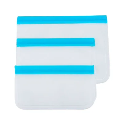 BPA Free Dishwasher Safe Reusable Bag Silicone Freezer Sandwich Food Storage Bags for Lunch