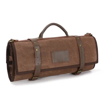 Custom 14-Pocket Leather Knife Roll Canvas Design Chef Knife Holders