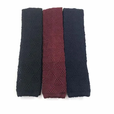Custom Gray Solid Color Woven Knit Necktie Fashion Silk Plain Men Knit Tie