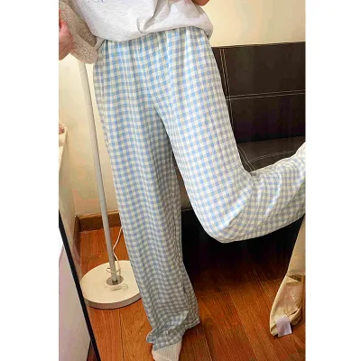 Lovely Plaid Ladies Pajama Pants Light Casual Elastic Waist Summer and Autumn Pajama Pants Plain Pajama Pants