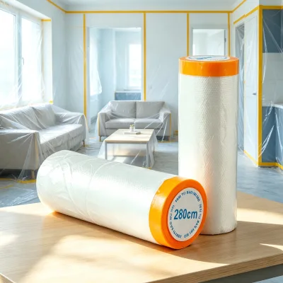 Disposable Pre Taped Masking Film Anti Paint Contamination Shield Film DIY Painting Hand Tool for House Renovation