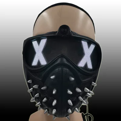 Factory Directly Sale Cosplay Steampunk Rivets Game Watch Dogs Light up Mask with Double X