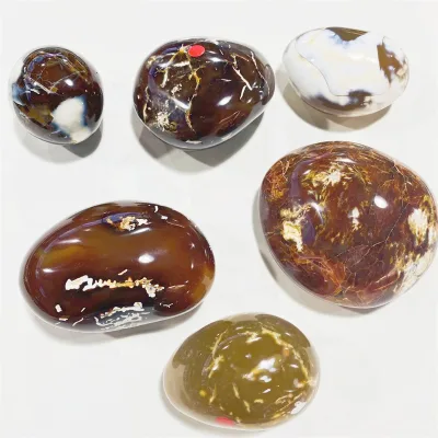 Wholesale Natural Flower Agate Worry Pocket Stone Polished Healing Crystal Palm Stone