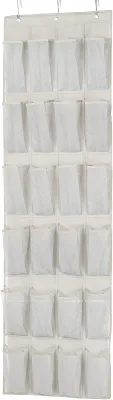 Light Grey Space Saving 24Medium Mesh Pocket OverTheDoor Hanging Shoe Storage Organizer