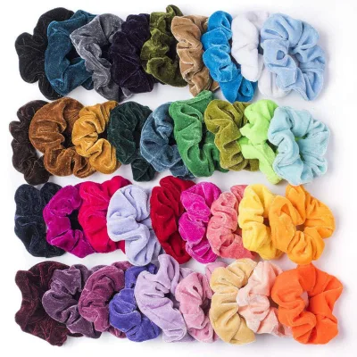 Various Colors Kids Elastic Hair Band Large Bowel Hair Rope Velvet Hair Rings Ponytail Fabric Bundle