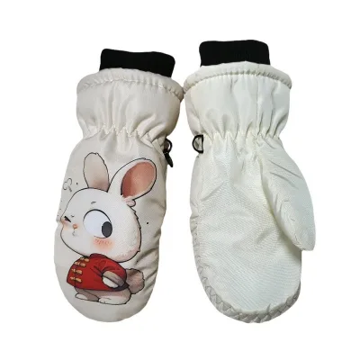 Cute Designs Full-Finger Kids Ski Gloves Aged 2-5 Children Winter Gloves Waterproof Kids Mitten for Outside Sports