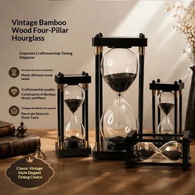 Wooden Hourglass Frame with Blank Glass Hourglass, Self Filling Hourglass Timer, Multi Size Home and Office Decoration