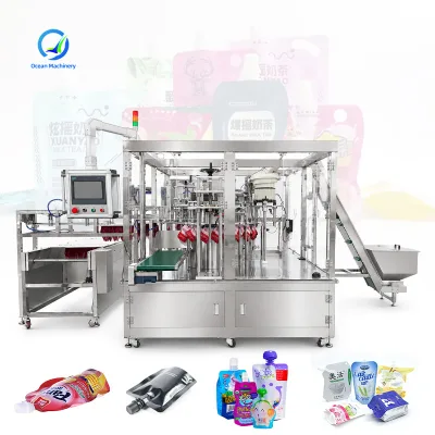 OCEAN Lineal Whey Doypack Bag Fill Capping Sealing Pack Machine for Baby Food with Spout Pouch