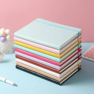 Wholesale Journal Diary Custom Logo Macaron Color A5 Hardcover Notebooks Waterproof PU Leather Note Book with Elastic Band