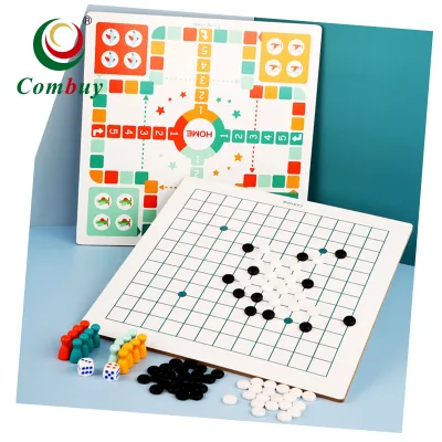 2in1 Kids Family Interactive Desktop Game Toy Wooden Chess Board