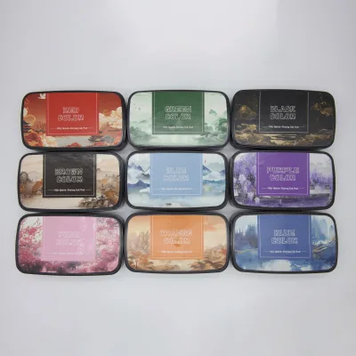 Large Size Colorful Ink Pad 9 Colors Water Based Quick Dry Stamp Pad Finger Painting DIY Scrapbook Craft Art Ink Pad for Stamps
