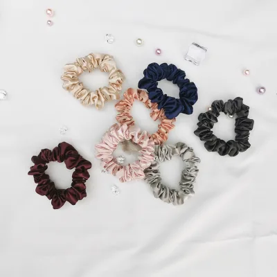 Accept Bulk Order 22momme Pure Silk Scrunchies 2.5cm Width of Ribbon