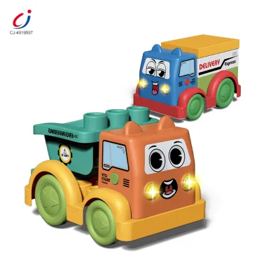 Chengji Engineering Toys stem Diy 3d Construction Building Inertia Straw Material Light Music Custom Building Block Truck Set