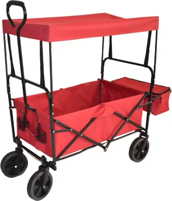 3 in 1 Fold Stroller Wagon All Terrain Outdoor Collapsible Off Road Cart With Canopy and Adjustable Handle for Kids