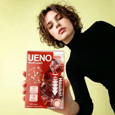 UENO Factory Supply Disposable Jelly Cup Mouthwash Low MOQ Custom Logo Portable Single Use Mouth Wash 15ml*20pcs