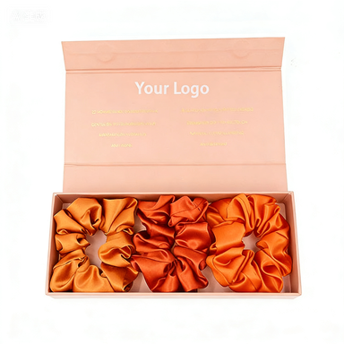 Korean Style Silk Satin Scrunchy for Girls Solid Color French Thin Scrunchy Fashion Accessory with Gift Box