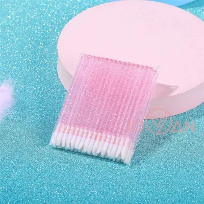 50 Pcs Pink Disposable Lip Brush with Nylon Big Brush Lip Tubes