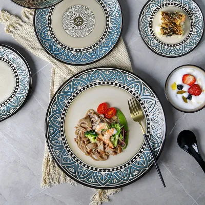 Southeast Asian Style Ceramic Tableware Salad Plates Western Style Steak Plates Theme Personalized Restaurant Light Luxury Style