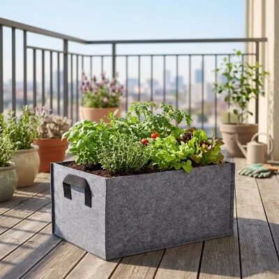Rectangle Fabric Grow Bag With Handles Breathable Non-woven Felt Plant Growing Pot Reusable Planter Bag for Garden Planting
