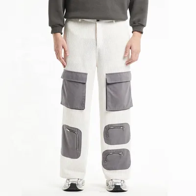 Factory Plus Size White Side Pocket Trouser Men Loose Corduroy Pants Men's Cargo Pants